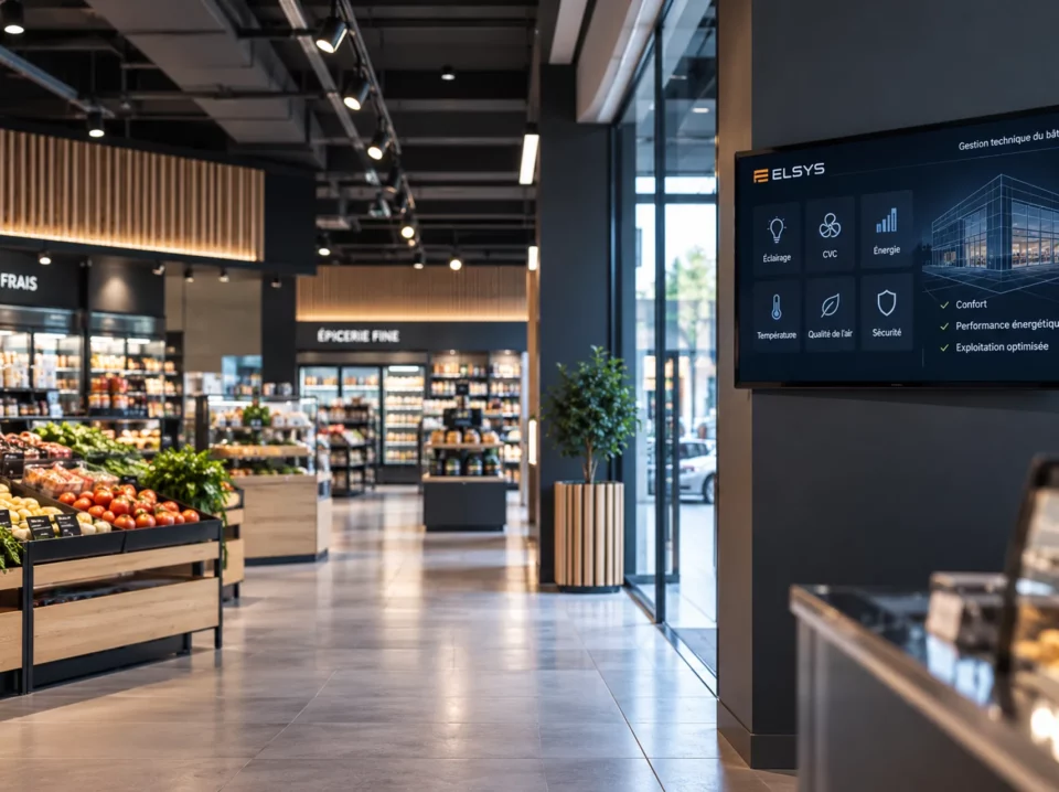 Magasin moderne avec interface de supervision GTB pour le pilotage des équipements techniques